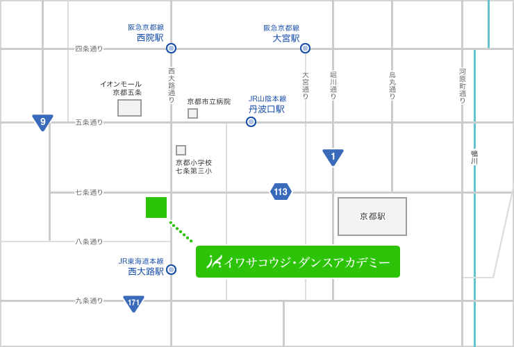 京都市西大路七条付近のマップ